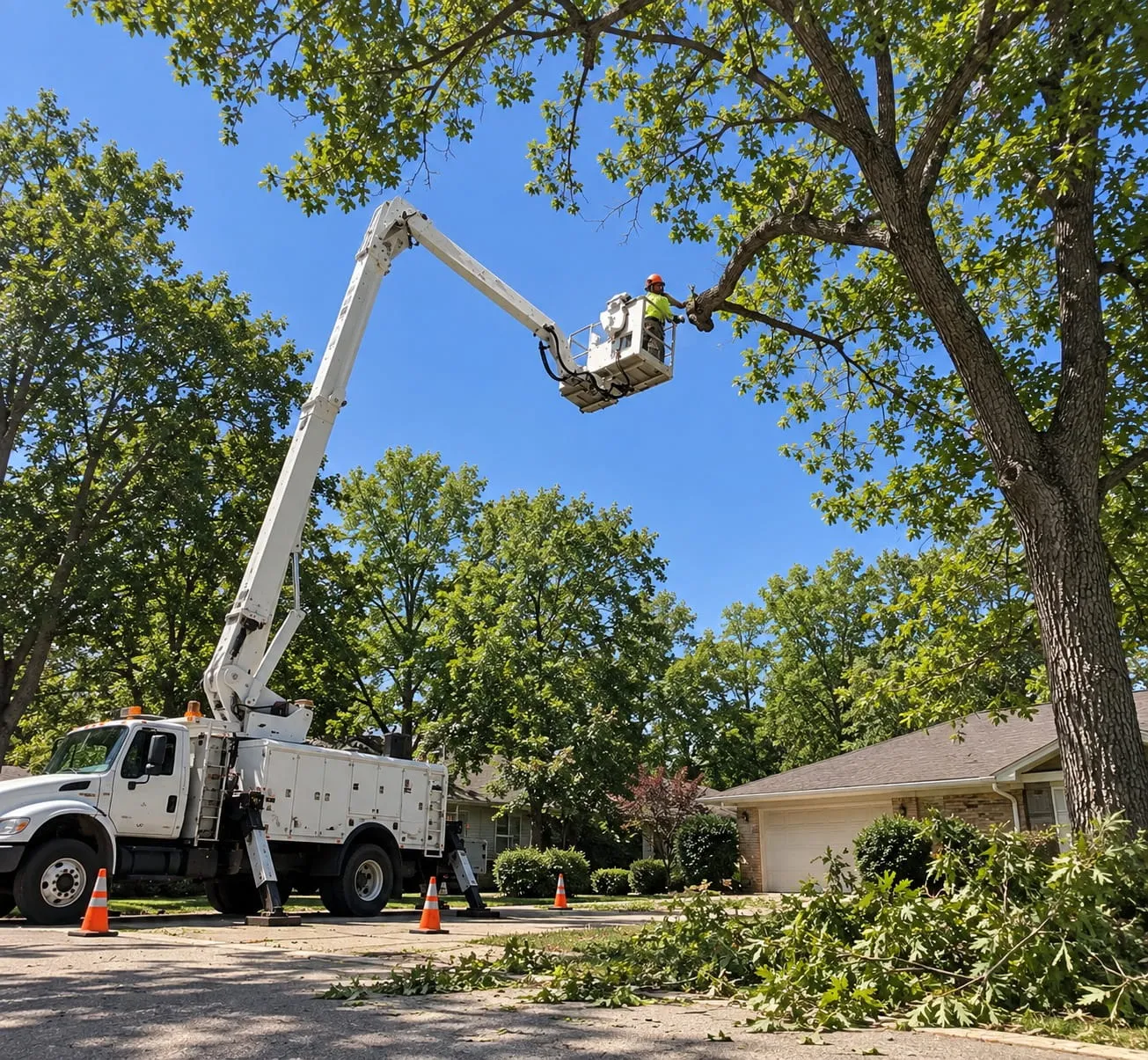 Crane-Assisted Tree Removal in Hamilton